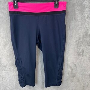 Tangerine Womens Capri Leggings Navy Pink Ruched Activewear M Yoga Gym Sporty